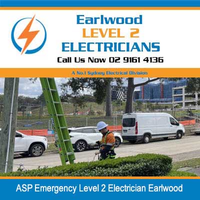 Emergency level 2 electrician accessing overhead power lines with elevated work platform in Earlwood